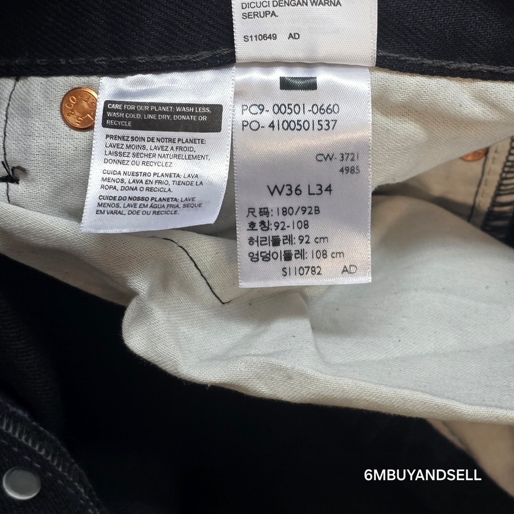 Levis 501 Original Fit Mens Black Straight Leg Button Fly Jeans 36x34 00501-0660 - Picture 9 of 16